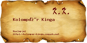 Kolompár Kinga névjegykártya