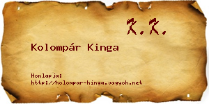 Kolompár Kinga névjegykártya